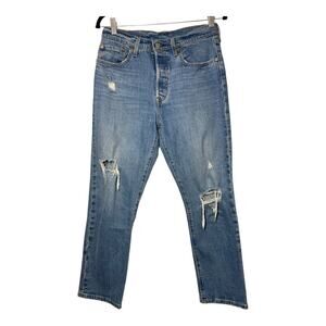 Levi's 501 Womens Jeans Size 28 Ripped Knee Button Fly Womens